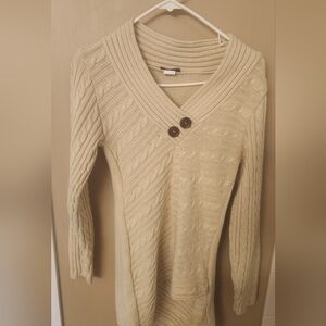 Venus Asymmetrical V-neck cable knit front crossover sweater small